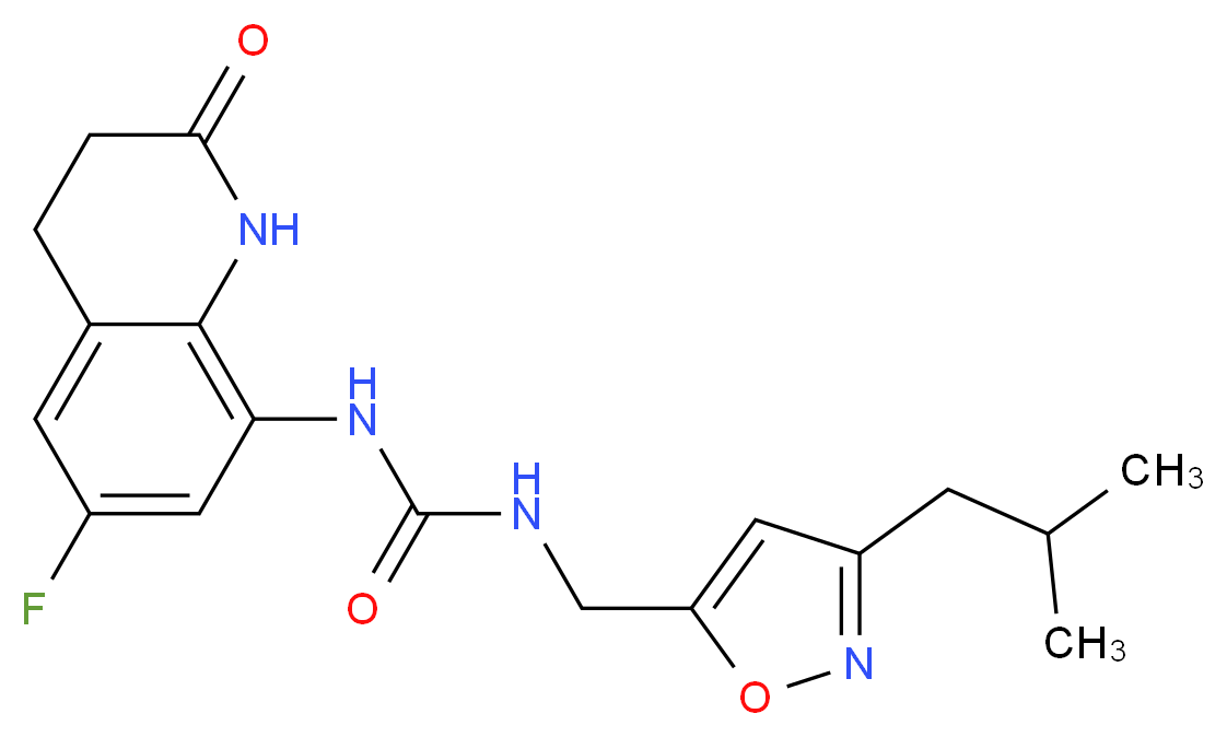 N-(6-fluoro-2-oxo-1,2,3,4-tetrahydroquinolin-8-yl)-N'-[(3-isobutylisoxazol-5-yl)methyl]urea_Molecular_structure_CAS_)