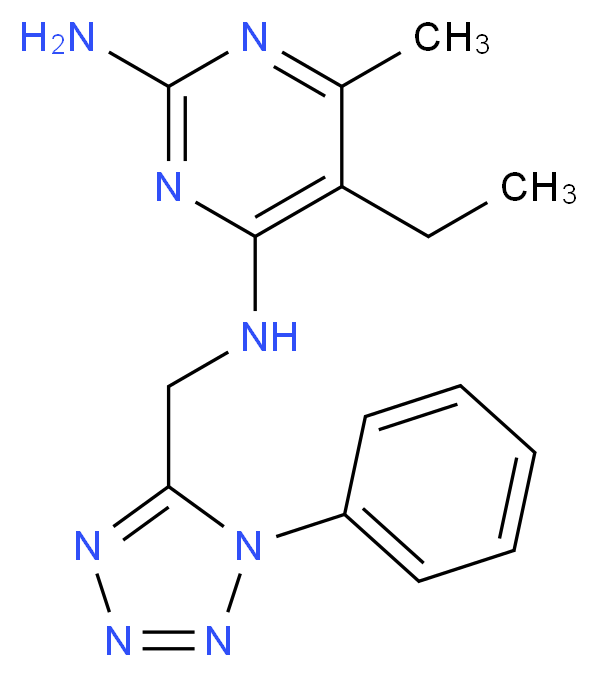 5-ethyl-6-methyl-N~4~-[(1-phenyl-1H-tetrazol-5-yl)methyl]pyrimidine-2,4-diamine_Molecular_structure_CAS_)