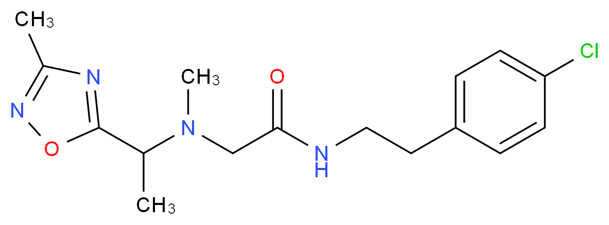 N-[2-(4-chlorophenyl)ethyl]-2-{methyl[1-(3-methyl-1,2,4-oxadiazol-5-yl)ethyl]amino}acetamide_Molecular_structure_CAS_)