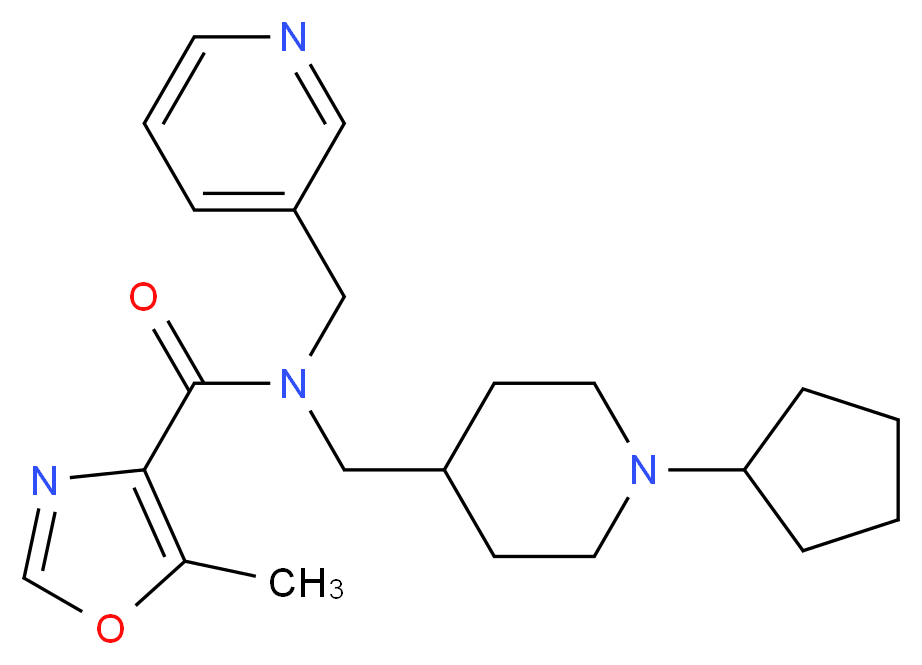 N-[(1-cyclopentylpiperidin-4-yl)methyl]-5-methyl-N-(pyridin-3-ylmethyl)-1,3-oxazole-4-carboxamide_Molecular_structure_CAS_)