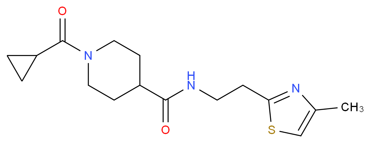 1-(cyclopropylcarbonyl)-N-[2-(4-methyl-1,3-thiazol-2-yl)ethyl]-4-piperidinecarboxamide_Molecular_structure_CAS_)