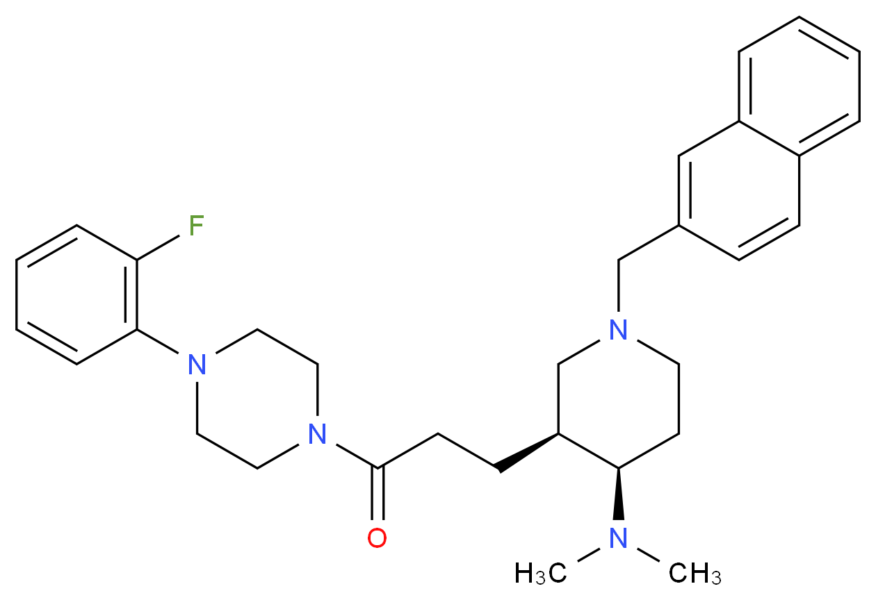 (3S*,4R*)-3-{3-[4-(2-fluorophenyl)-1-piperazinyl]-3-oxopropyl}-N,N-dimethyl-1-(2-naphthylmethyl)-4-piperidinamine_Molecular_structure_CAS_)