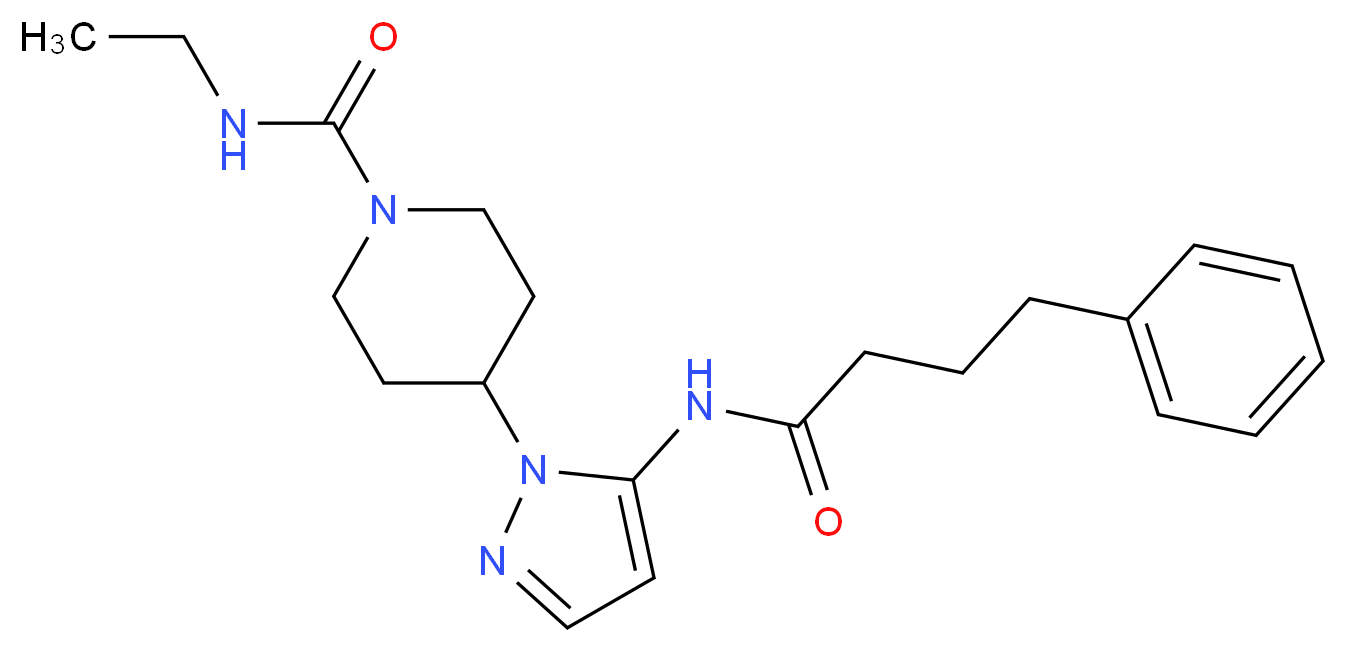 N-ethyl-4-{5-[(4-phenylbutanoyl)amino]-1H-pyrazol-1-yl}-1-piperidinecarboxamide_Molecular_structure_CAS_)