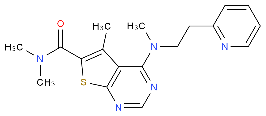 N,N,5-trimethyl-4-{methyl[2-(2-pyridinyl)ethyl]amino}thieno[2,3-d]pyrimidine-6-carboxamide_Molecular_structure_CAS_)
