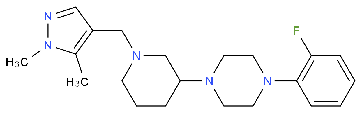 1-{1-[(1,5-dimethyl-1H-pyrazol-4-yl)methyl]-3-piperidinyl}-4-(2-fluorophenyl)piperazine_Molecular_structure_CAS_)