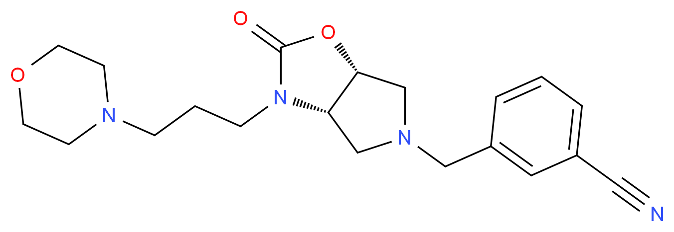 3-{[(3aS*,6aR*)-3-(3-morpholin-4-ylpropyl)-2-oxohexahydro-5H-pyrrolo[3,4-d][1,3]oxazol-5-yl]methyl}benzonitrile_Molecular_structure_CAS_)