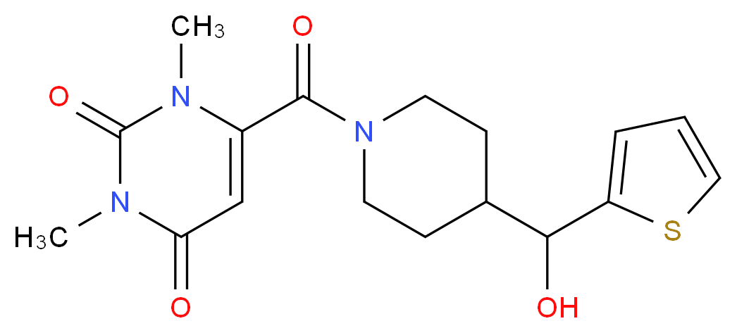6-({4-[hydroxy(2-thienyl)methyl]-1-piperidinyl}carbonyl)-1,3-dimethyl-2,4(1H,3H)-pyrimidinedione_Molecular_structure_CAS_)