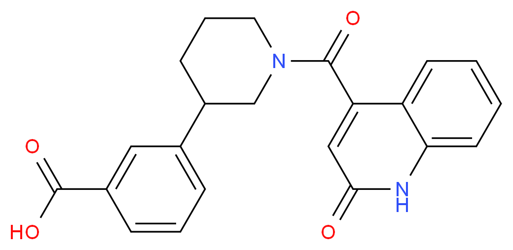 3-{1-[(2-oxo-1,2-dihydroquinolin-4-yl)carbonyl]piperidin-3-yl}benzoic acid_Molecular_structure_CAS_)