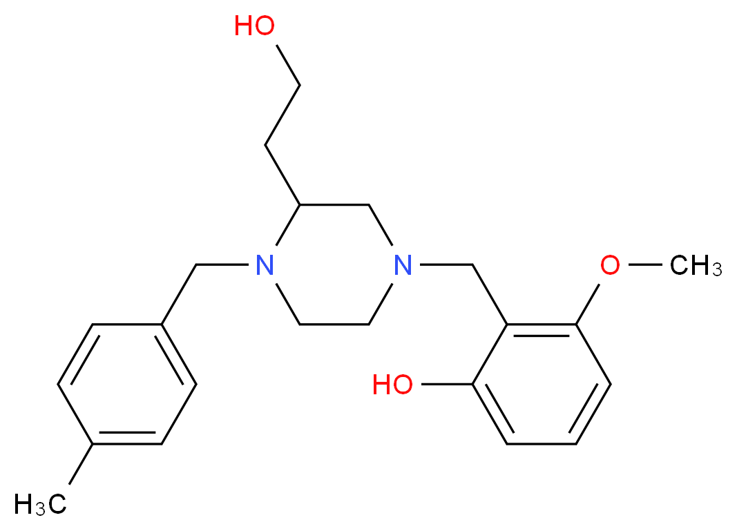 2-{[3-(2-hydroxyethyl)-4-(4-methylbenzyl)-1-piperazinyl]methyl}-3-methoxyphenol_Molecular_structure_CAS_)