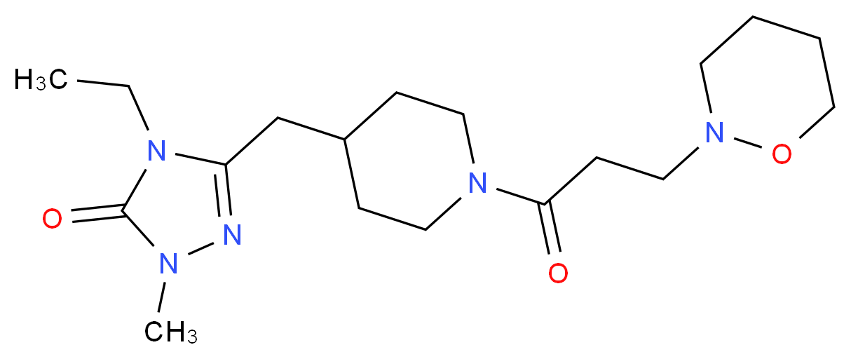 4-ethyl-2-methyl-5-({1-[3-(1,2-oxazinan-2-yl)propanoyl]piperidin-4-yl}methyl)-2,4-dihydro-3H-1,2,4-triazol-3-one_Molecular_structure_CAS_)