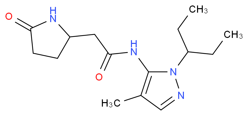 N-[1-(1-ethylpropyl)-4-methyl-1H-pyrazol-5-yl]-2-(5-oxopyrrolidin-2-yl)acetamide_Molecular_structure_CAS_)