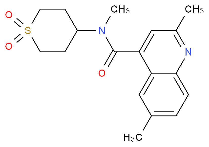 N-(1,1-dioxidotetrahydro-2H-thiopyran-4-yl)-N,2,6-trimethyl-4-quinolinecarboxamide_Molecular_structure_CAS_)