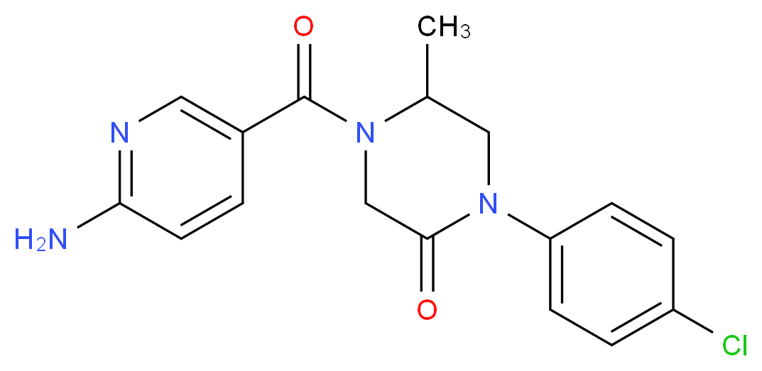 4-[(6-amino-3-pyridinyl)carbonyl]-1-(4-chlorophenyl)-5-methyl-2-piperazinone_Molecular_structure_CAS_)