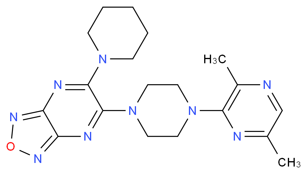 5-[4-(3,6-dimethyl-2-pyrazinyl)-1-piperazinyl]-6-(1-piperidinyl)[1,2,5]oxadiazolo[3,4-b]pyrazine_Molecular_structure_CAS_)