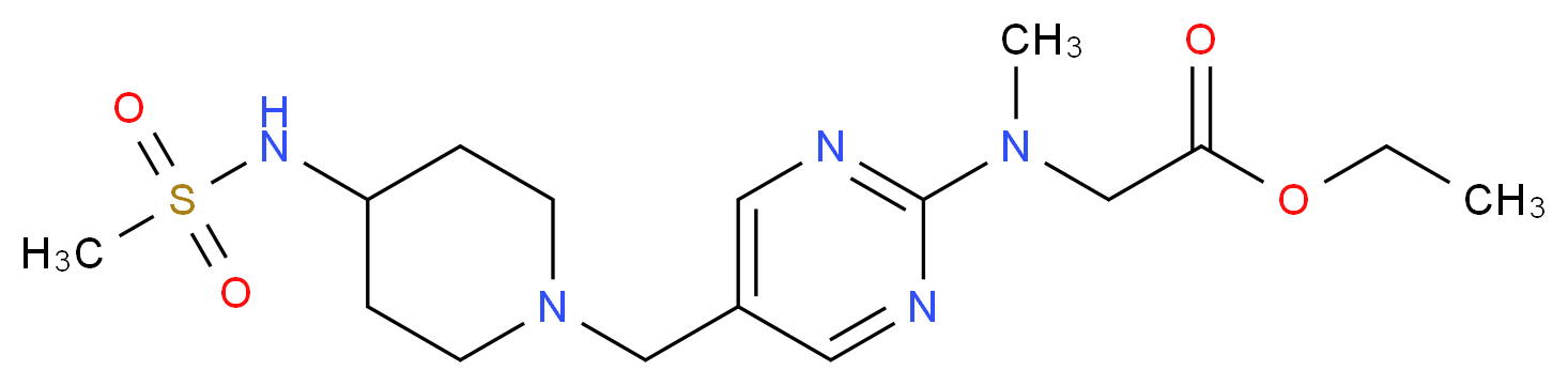 ethyl {methyl[5-({4-[(methylsulfonyl)amino]piperidin-1-yl}methyl)pyrimidin-2-yl]amino}acetate_Molecular_structure_CAS_)