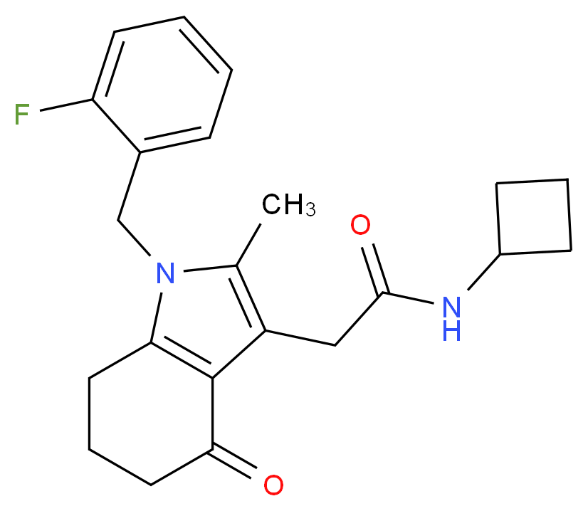 N-cyclobutyl-2-[1-(2-fluorobenzyl)-2-methyl-4-oxo-4,5,6,7-tetrahydro-1H-indol-3-yl]acetamide_Molecular_structure_CAS_)
