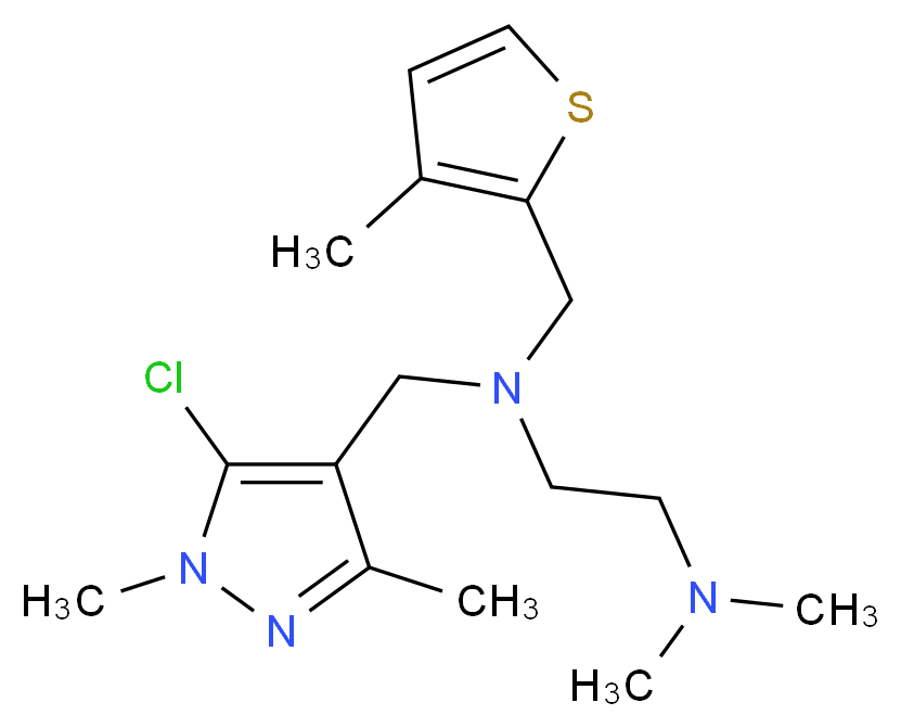 N-[(5-chloro-1,3-dimethyl-1H-pyrazol-4-yl)methyl]-N',N'-dimethyl-N-[(3-methyl-2-thienyl)methyl]ethane-1,2-diamine_Molecular_structure_CAS_)
