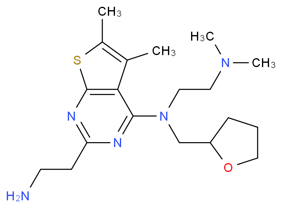 N-[2-(2-aminoethyl)-5,6-dimethylthieno[2,3-d]pyrimidin-4-yl]-N',N'-dimethyl-N-(tetrahydrofuran-2-ylmethyl)ethane-1,2-diamine_Molecular_structure_CAS_)
