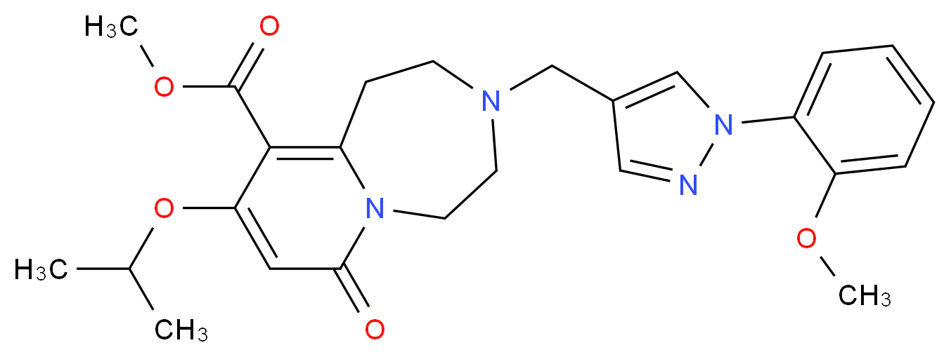 methyl 9-isopropoxy-3-{[1-(2-methoxyphenyl)-1H-pyrazol-4-yl]methyl}-7-oxo-1,2,3,4,5,7-hexahydropyrido[1,2-d][1,4]diazepine-10-carboxylate_Molecular_structure_CAS_)