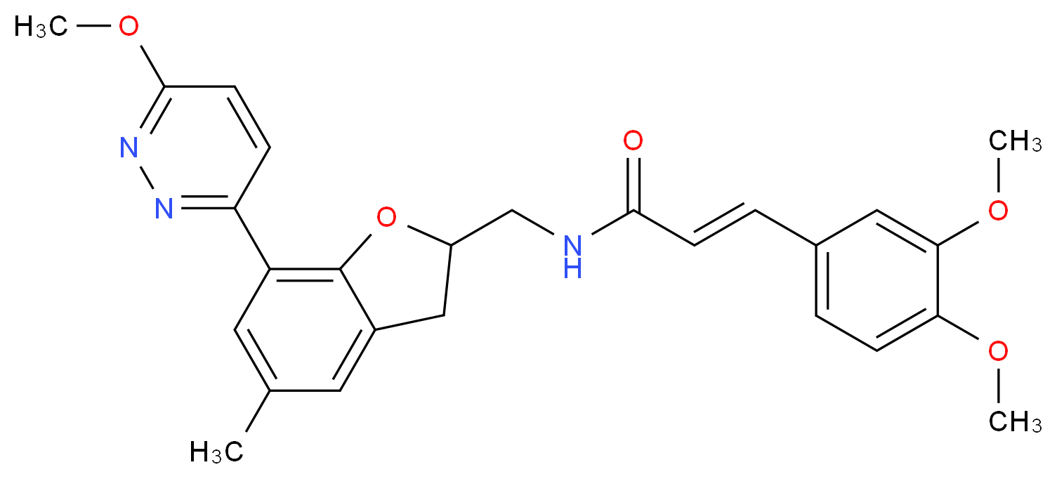(2E)-3-(3,4-dimethoxyphenyl)-N-{[7-(6-methoxy-3-pyridazinyl)-5-methyl-2,3-dihydro-1-benzofuran-2-yl]methyl}acrylamide_Molecular_structure_CAS_)