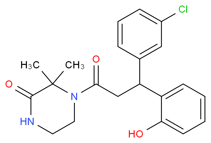4-[3-(3-chlorophenyl)-3-(2-hydroxyphenyl)propanoyl]-3,3-dimethyl-2-piperazinone_Molecular_structure_CAS_)