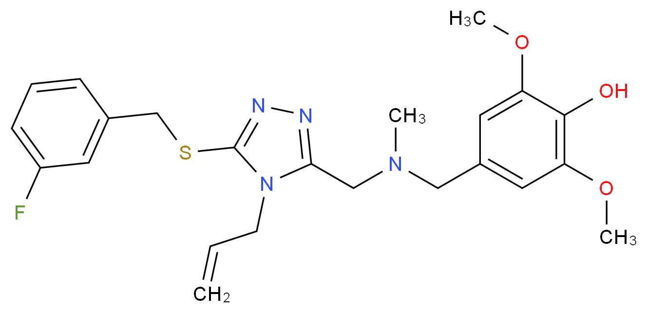 4-{[({4-allyl-5-[(3-fluorobenzyl)thio]-4H-1,2,4-triazol-3-yl}methyl)(methyl)amino]methyl}-2,6-dimethoxyphenol_Molecular_structure_CAS_)