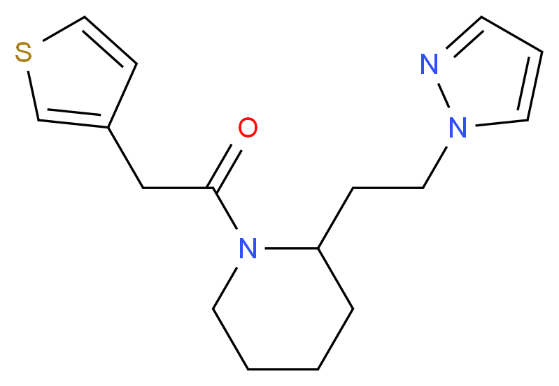 2-[2-(1H-pyrazol-1-yl)ethyl]-1-(3-thienylacetyl)piperidine_Molecular_structure_CAS_)